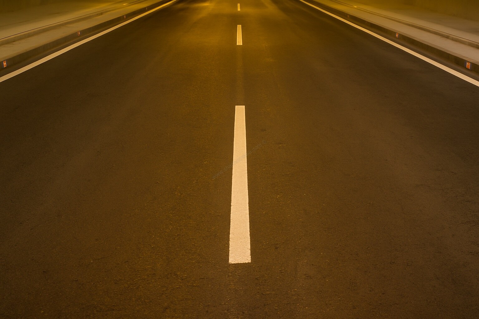 Verlichte tunnel met wegmarkeringen in Nederland